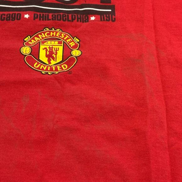 Vintage Y2K Nike 2004 Manchester United USA Tour Red Mens L Sporty Soccer Tshirt - Picture 5 of 12